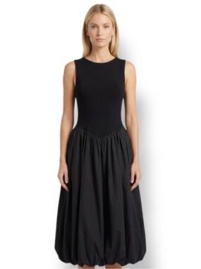 DISSH Black Sleeveless Bubble-Hem Midi Dress